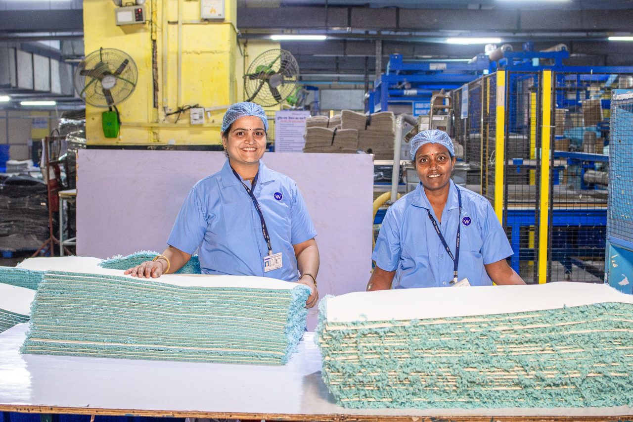 Factory workers during a workforce induction session in India